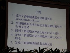 15日上午大会报告：中国科学院微生物研究所研究员李少杰《鞘磷脂对丝状真菌的形态发育的调控机制》 