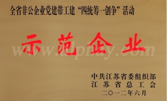 安惠公司被评为江苏省非公企业“四统筹一创争”活动示范企业 ()