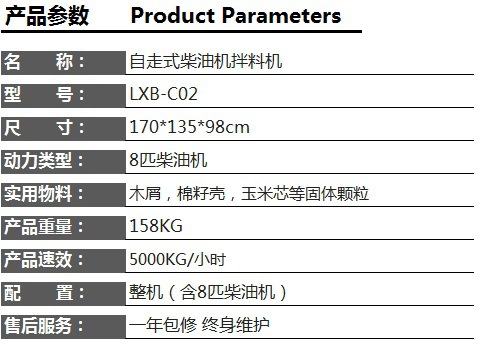 自走式柴油機拌料機參數(shù)